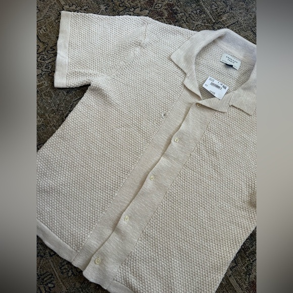 NWT AE Men’s Woven Textured Button-Up Shirt - Picture 2 of 6